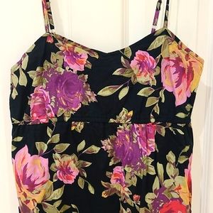 Black floral long top